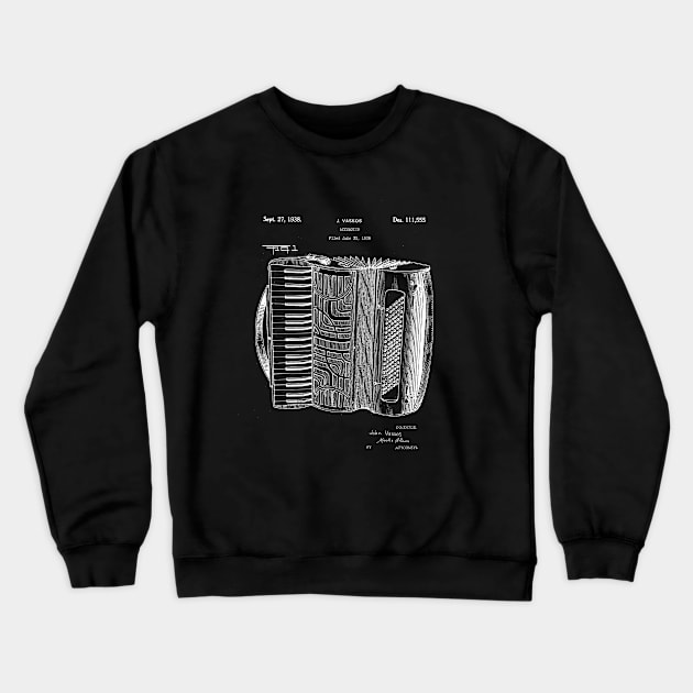 Accordion Player Gift - Accordion Blueprint 1938 Crewneck Sweatshirt by MadebyDesign